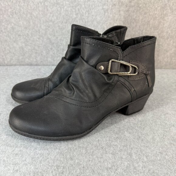 Earth Origins Womens Size 9 M Black Booties Boots Low Heeled Maggie Side Zip - Picture 1 of 16